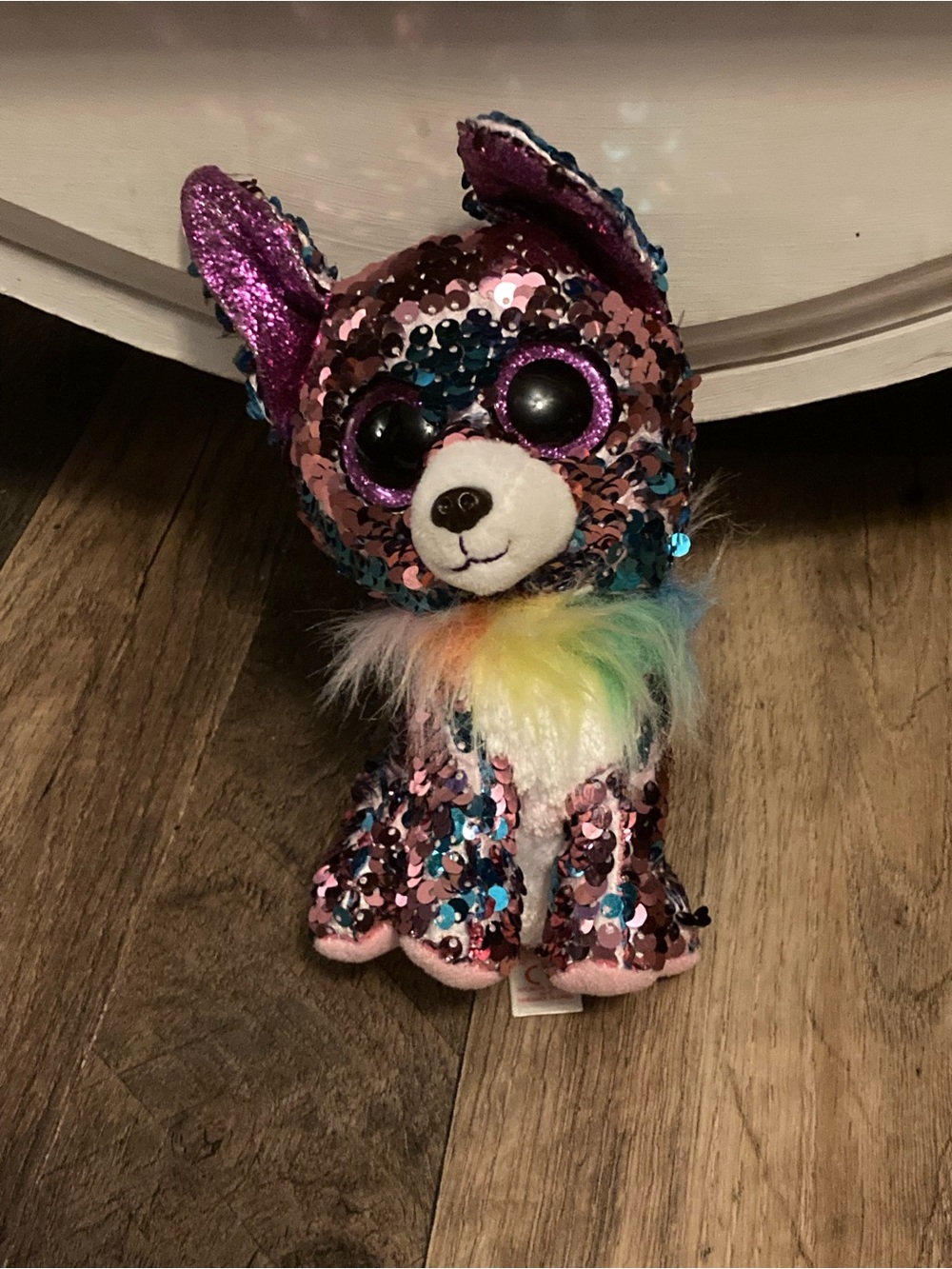 Ty Sequin Rainbow Dog Plush - Pink, Blue, Purple